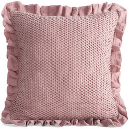 Poszewka muślinowa różowa z ozdobną siateczką i falbanką