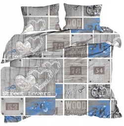 Pościel industrialny styl klucze serca numery ulica 160x200