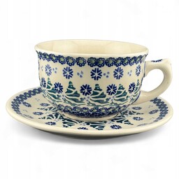 Filiżanka duża ze spodkiem 300 ml Choinki dek.