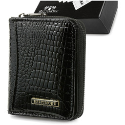 Damski portfel skóra naturalna premium, czarny, Beltimore A05black