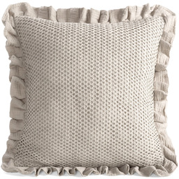 Poszewka muślinowa beżowa z ozdobną siateczką i falbanką