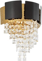 LAMPA ŚCIENNA KINKIET KRYSZTAŁOWY CZARNO-ZŁOTY MOLINA W2