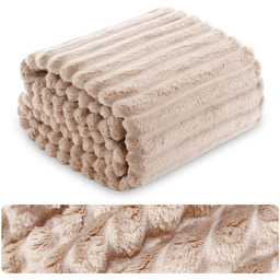 Koc 160 x 200 Mikrofibra Tłoczona Pasy Nuvio