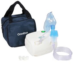 Omnibus BR-CN116, inhalator kompresorowy, biały + torba