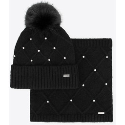 Komplet damski zimowy czapka i komin w kryształki