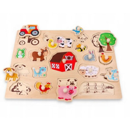 DUŻA UKŁADANKA DREWNIANA NA WSI 19 EL PUZZLE