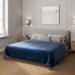 Narzuta pikowana w romby, granat, Christmas