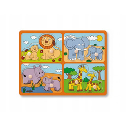 UKŁADANKA DREWNIANA Z UCHWYTAMI ZWIERZĘTA SAFARI ZABAWKA