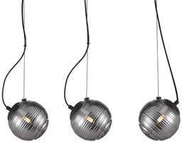 Szklana lampa wisząca Perona PND-92389-3L-BK Italux czarny grafitowy