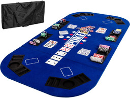 NIEBIESKI BLAT STÓŁ DO POKERA 160x80 POKER KASYNO
