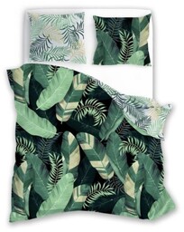 Pościel bawełniana 140x200 Trendy piórka liście zielona