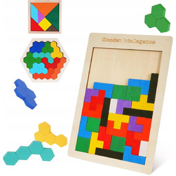 Puzzle Drewniane 3w1 Tangram Łamigłówka Edukacyjna Klocki Logiczne