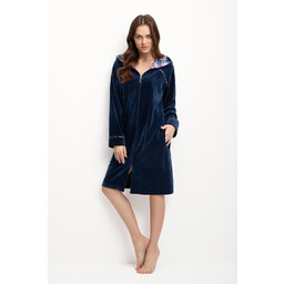 Luna Szlafrok damski 389 XXXL granatowy welurowy podomka