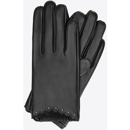 Damskie rękawiczki skórzane z nitami czarne
