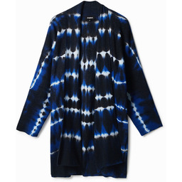 Dzianinowy kardigan bez zapięcia z nadrukiem tie-dye