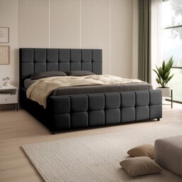 Łóżko tapicerowane z pojemnikiem SFG015 160x200 Welur Czarny