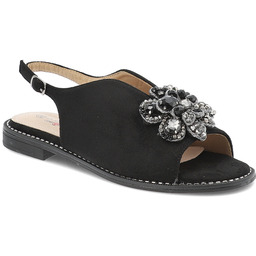 S.Barski Czarne Sandały Eleganckie Obuwie Damskie