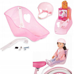 Fotelik rowerowy z kaskiem dla Lalki na rower