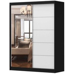 Szafa VISTA 05 150 Czarny, Biały z lustrem