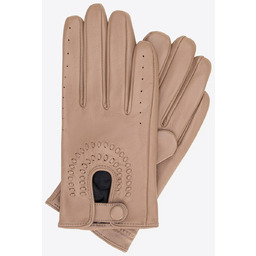 Damskie rękawiczki samochodowe ze skóry naturalnej beżowe