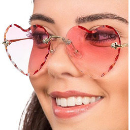 Chaks - okulary hippie w kształcie serca, różowe,