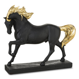 Eurofirany Figurka dekoracyjna Horsi 26x7x22 Koń czarna złota