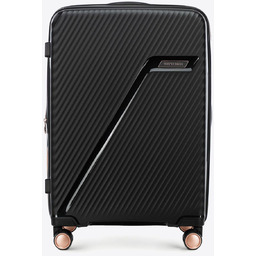 Średnia walizka z polipropylenu w ukośne pasy czarno