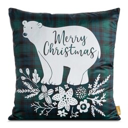 Eurofirany Poszewka świąteczna 60x60 Cherry miś welurowa zielona