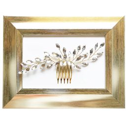 Grzebyk ślubny ZŁOTY ręcznie robiony LISTKI gold ozdoba