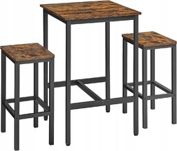 Rustykalny komplet stół i 2 x krzesła barowe