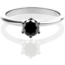 Pierścionek z białego złota z czarnym diamentem 0.89ct