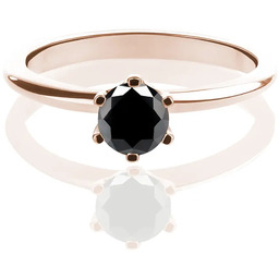 Pierścionek z różowego złota z czarnym diamentem 0.89ct