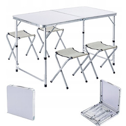 ZESTAW TURYSTYCZNY STÓŁ SKŁADANY 120cm + 4 KRZESŁA