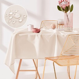 OBRUS PLAMOODPORNY AURA - KREM ŚMIETANKA 140x220