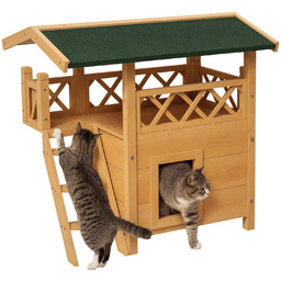 DREWNIANY DOMEK DLA KOTÓW KOTA BUDKA LEGOWISKO 2-POZIOMY