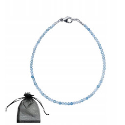 Bransoletka Naturalny AKWAMARYNY fasetowane 2,0mm Srebrne Zapięcie 19cm,