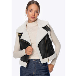 Kamizelka damska ze sztucznym kożuchem czarna