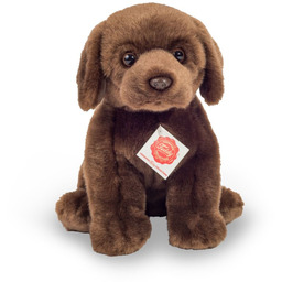 Maskotka piesek pluszowy Labrador ciemnobrązowy 25 cm siedzący