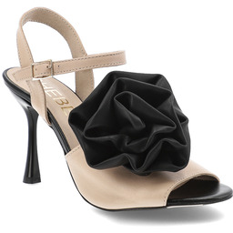 Chebello Beżowe Sandały Eleganckie Obuwie Damskie Na Szpilce