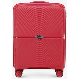 Mała walizka z polipropylenu w okręgi czerwona