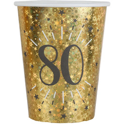 Kubeczki papierowe na osiemdziesiąte urodziny 80 Sparkling -