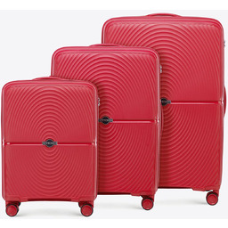 Zestaw walizek z polipropylenu w okręgi czerwony