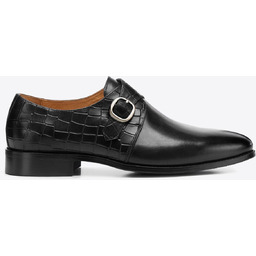 Męskie półbuty monki ze skóry naturalnej croco czarne