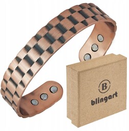 BLINGART Bransoletka MIEDZIANA męska MAGNETYCZNA BANGLA regulowana PREZENT