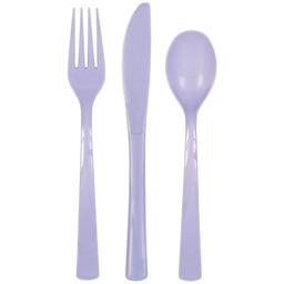 Sztućce plastikowe lawendowe - 18 szt.