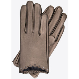 Damskie rękawiczki skórzane z nitami złote