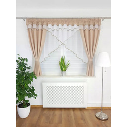 Firana Gotowa Z Zasłonami Brązowa Firany Do Kuchni