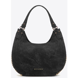 Damska torebka worek w dekoracyjne dżety czarna