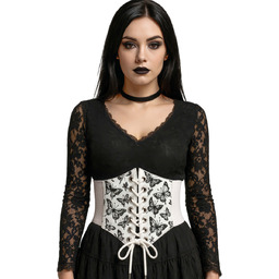 Biały gorset w motyle wiązany - 1 szt.