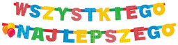 Baner urodzinowy Wszystkiego najlepszego - 230 cm -